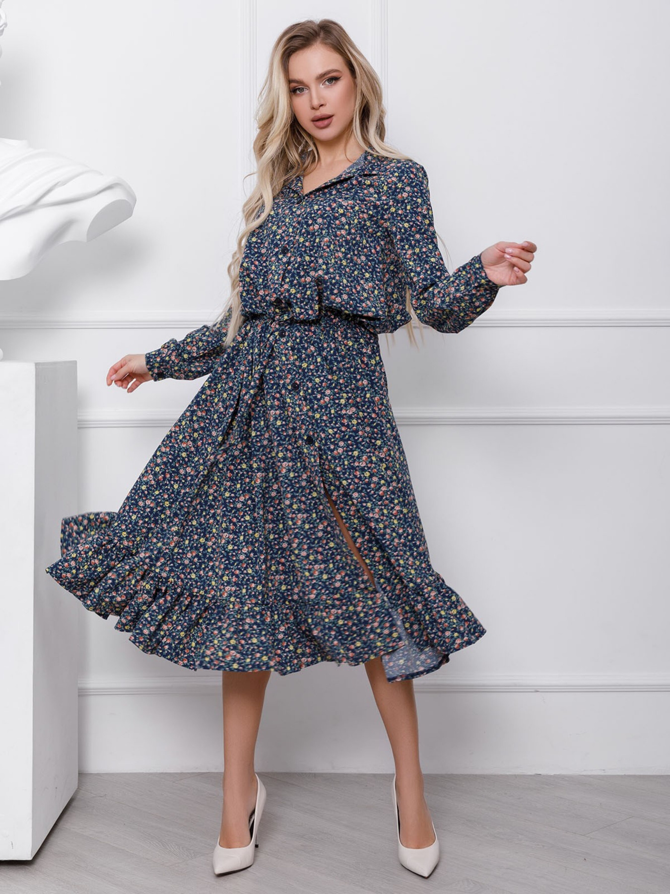 Сукня міді ISSA Plus модель 12402_multicolor Фото