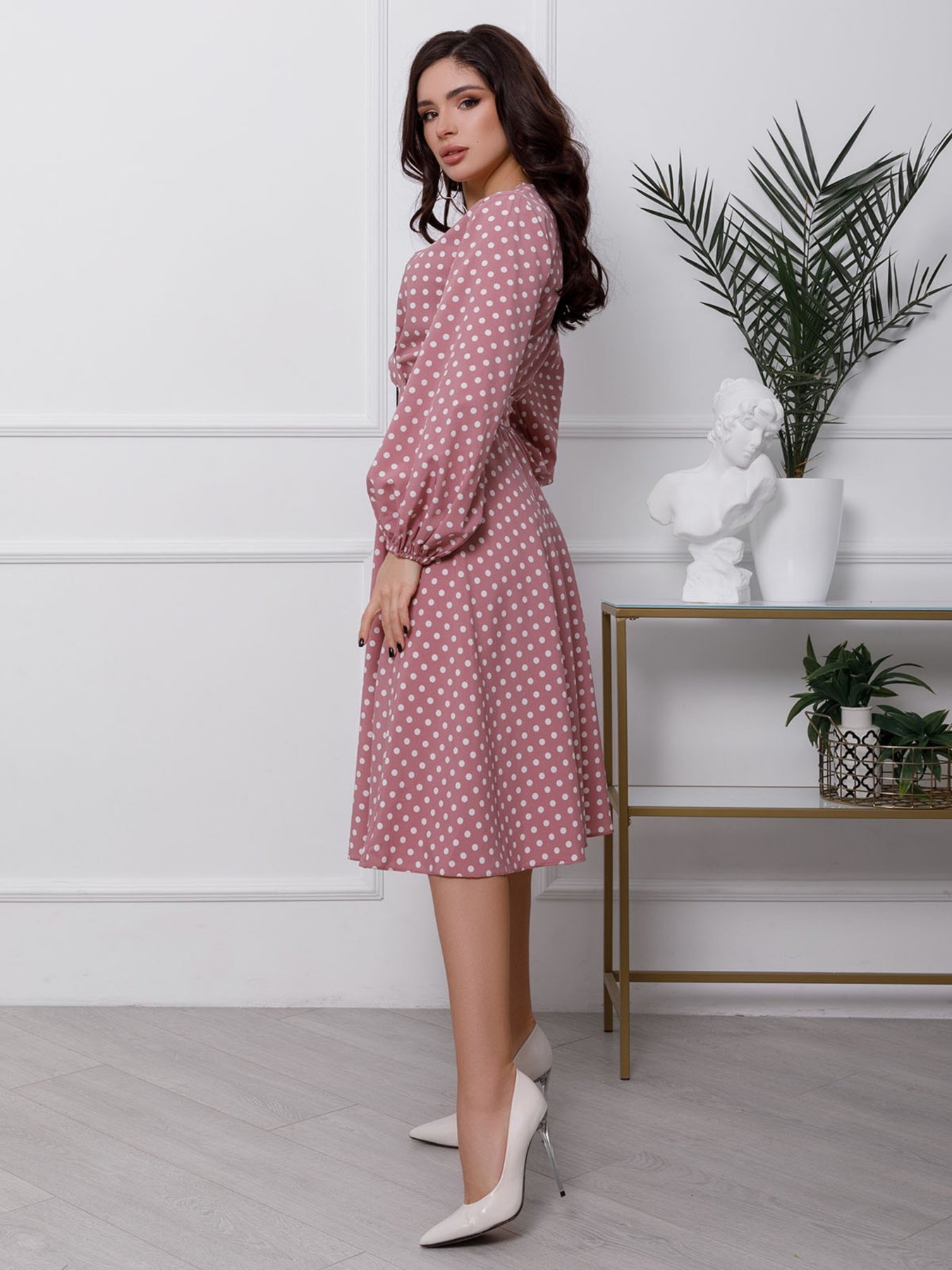 Сукня міді ISSA Plus модель 12415_beige Фото