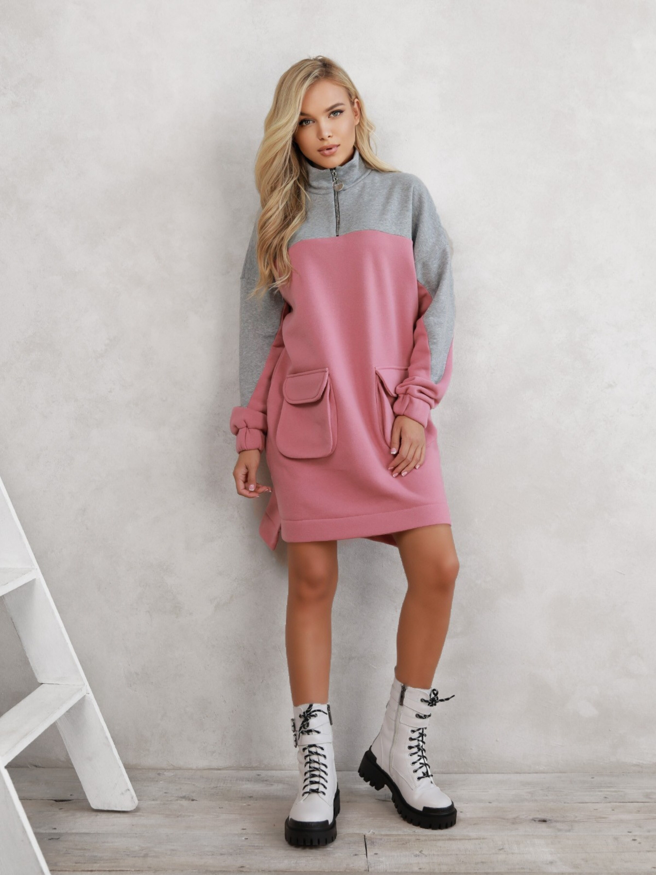 Сукня міні ISSA Plus модель 12289_greypink Фото