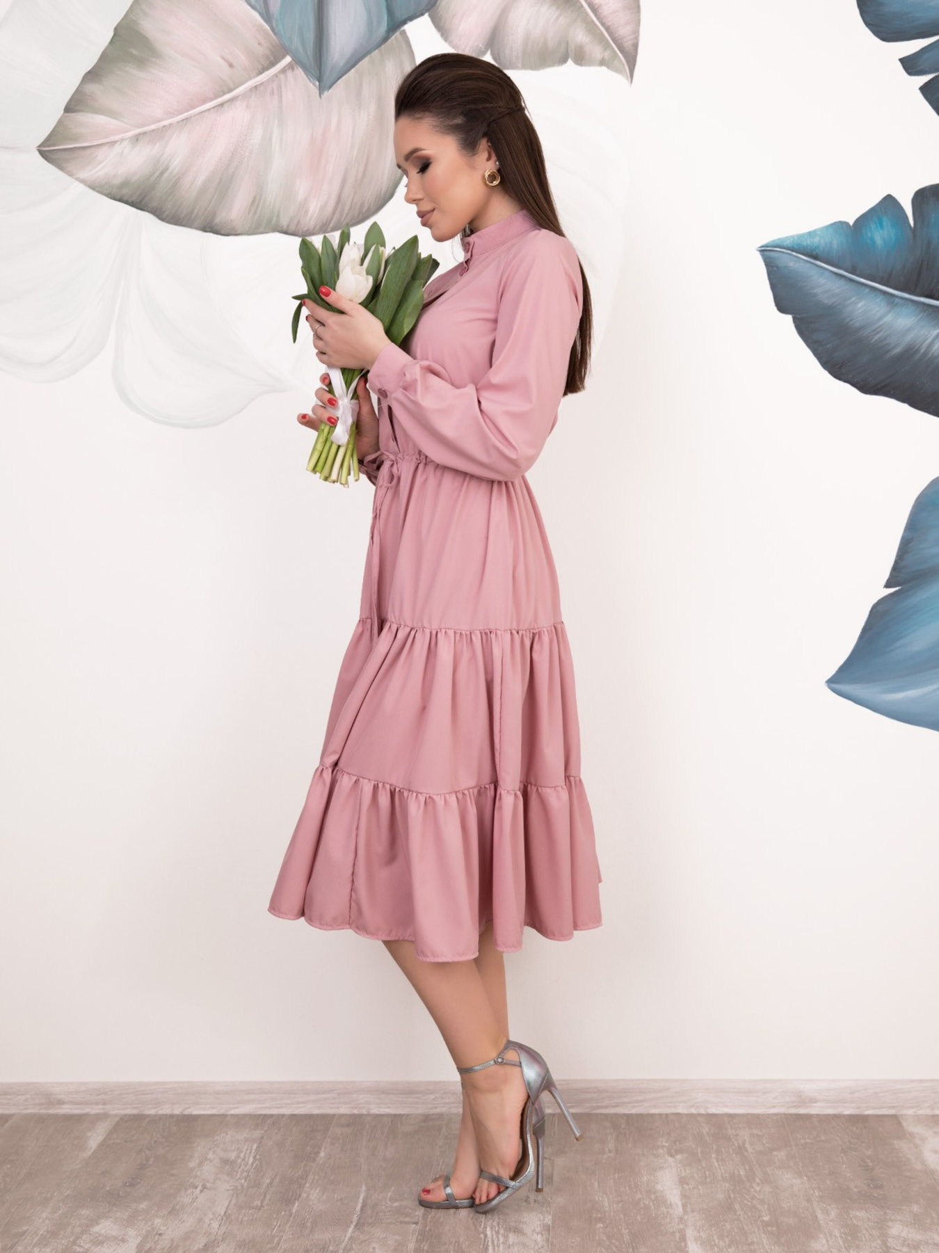 Сукня міді ISSA Plus модель 11043_pink Фото