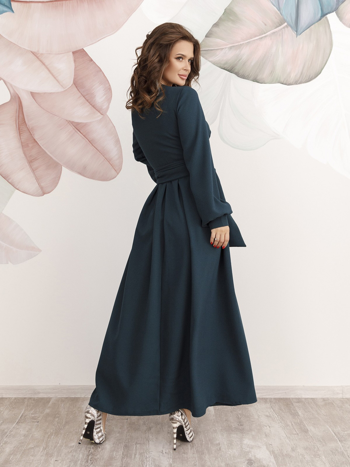 Платье макси ISSA Plus модель 12229_darkgreen Фото