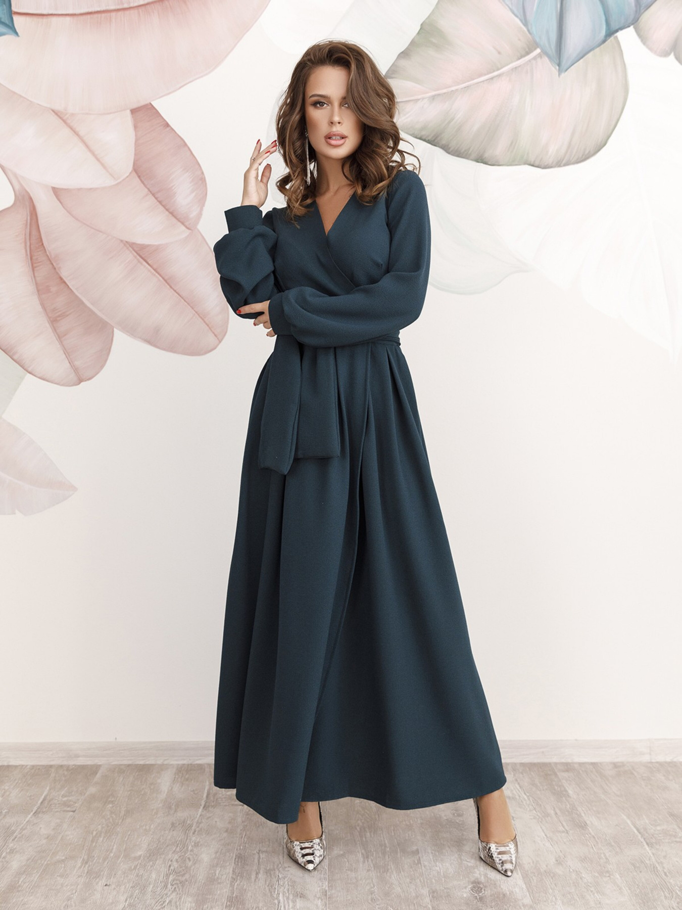 Платье макси ISSA Plus модель 12229_darkgreen Фото