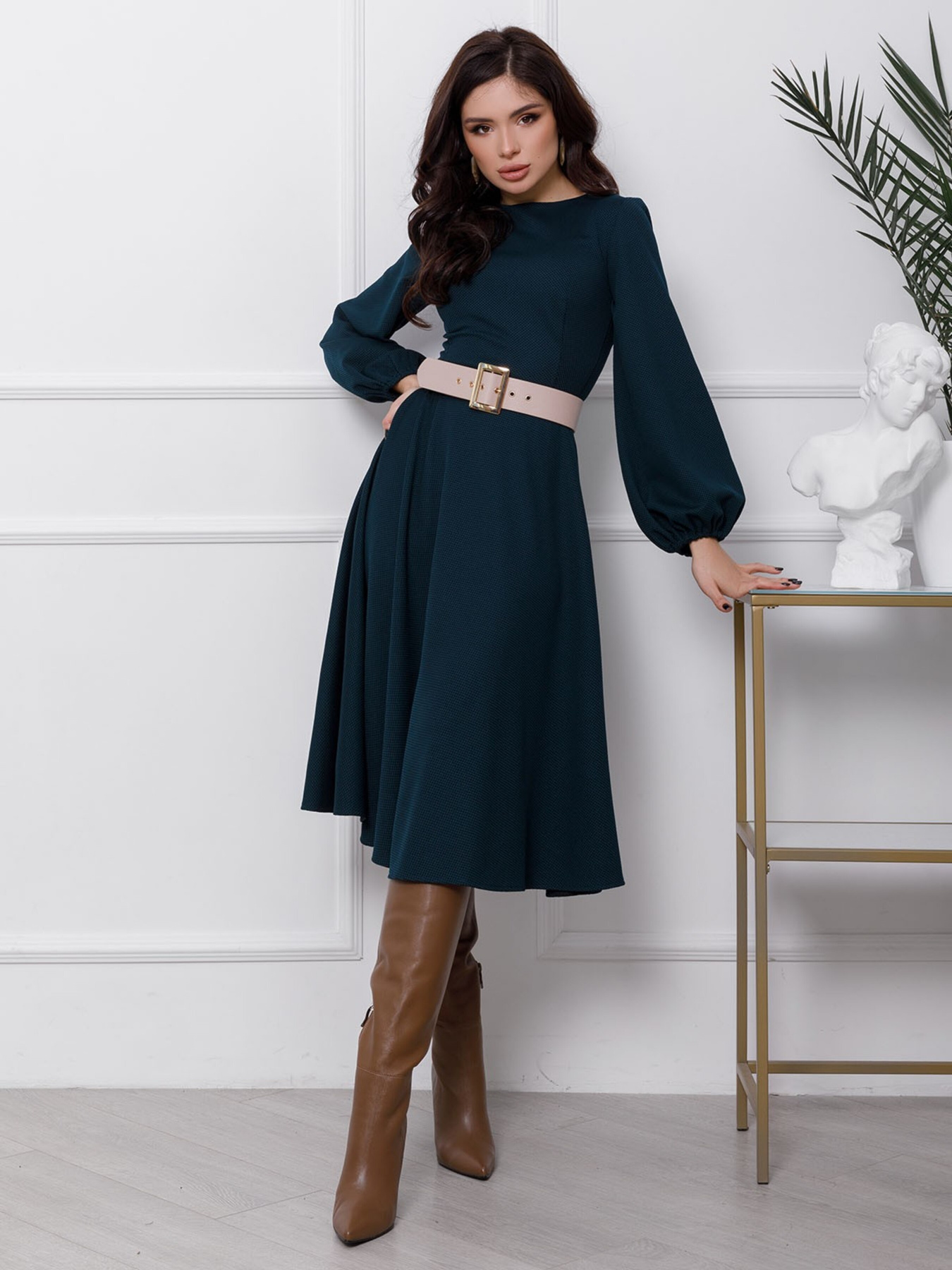 Платье миди ISSA Plus модель 12423_darkgreen Фото