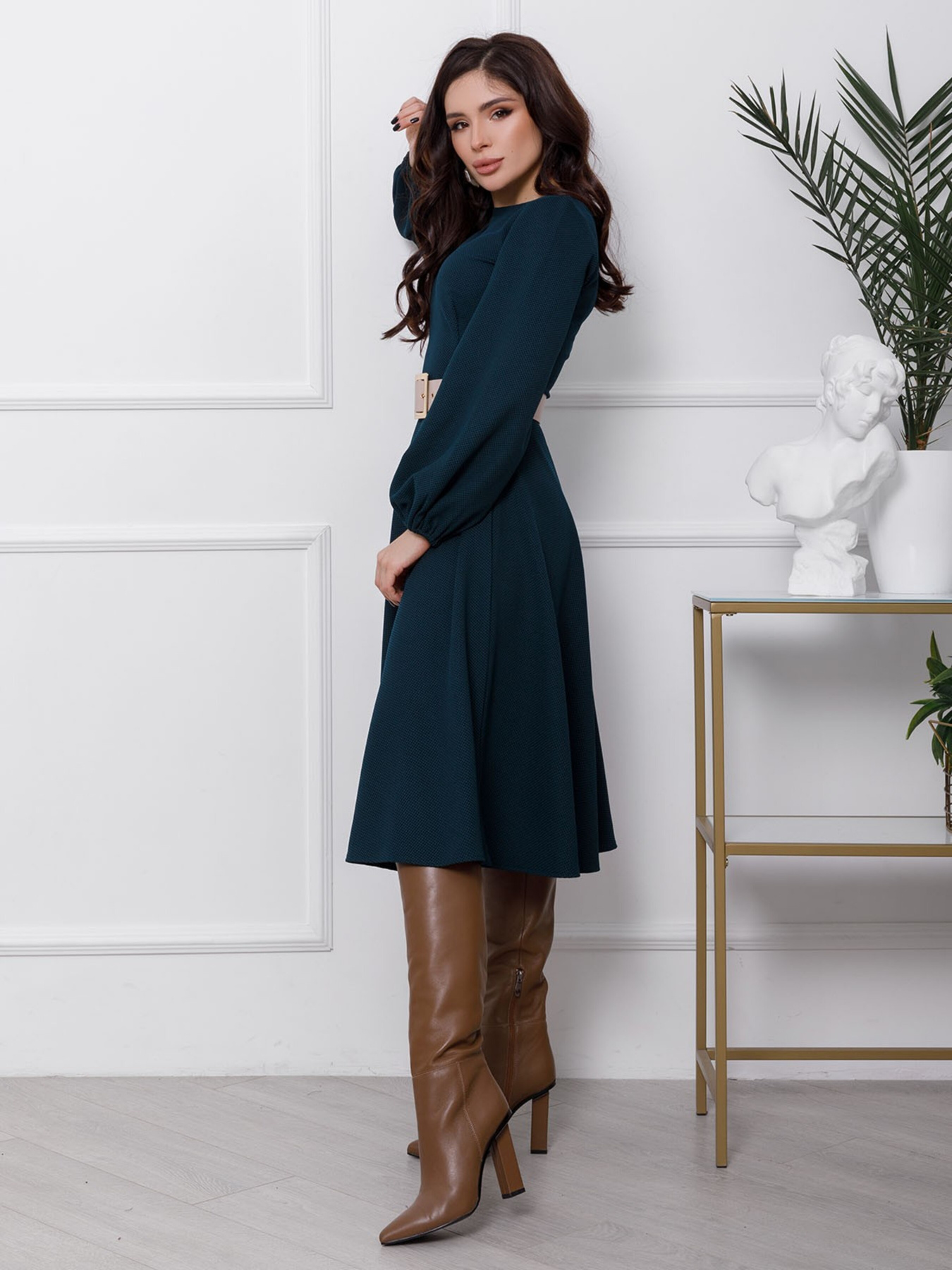 Сукня міді ISSA Plus модель 12423_darkgreen Фото