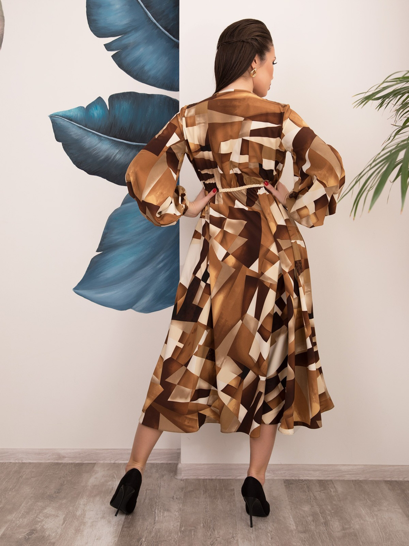 Сукня міді ISSA Plus модель 12535_brown Фото