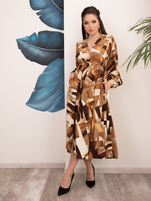 Платье миди ISSA Plus модель 12535_brown Фото