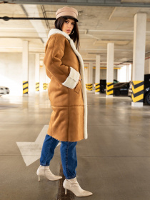 Дубленка ISSA Plus модель 13609_brown Фото