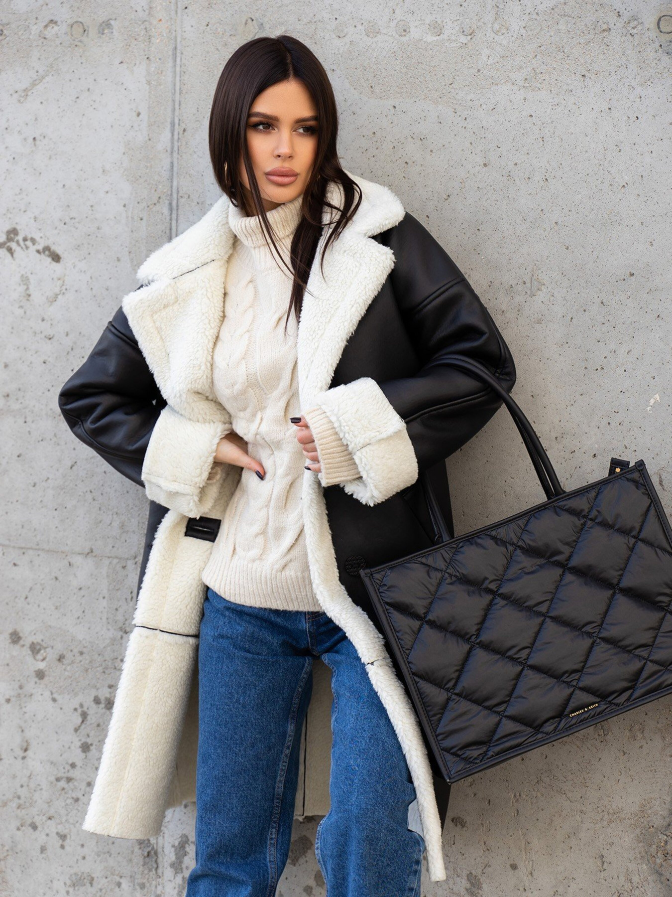 Дубленка ISSA Plus модель 13610_black Фото