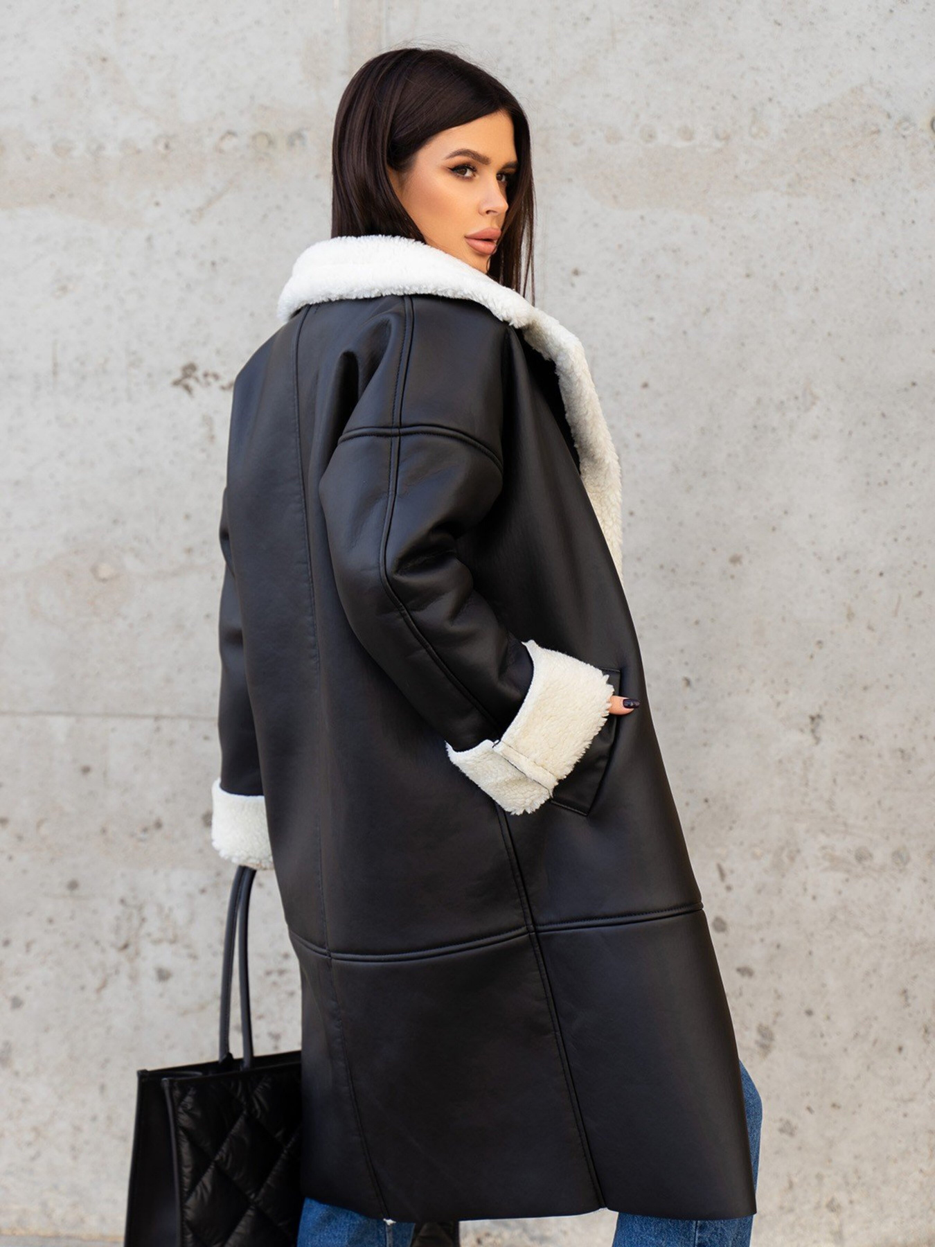 Дубленка ISSA Plus модель 13610_black Фото