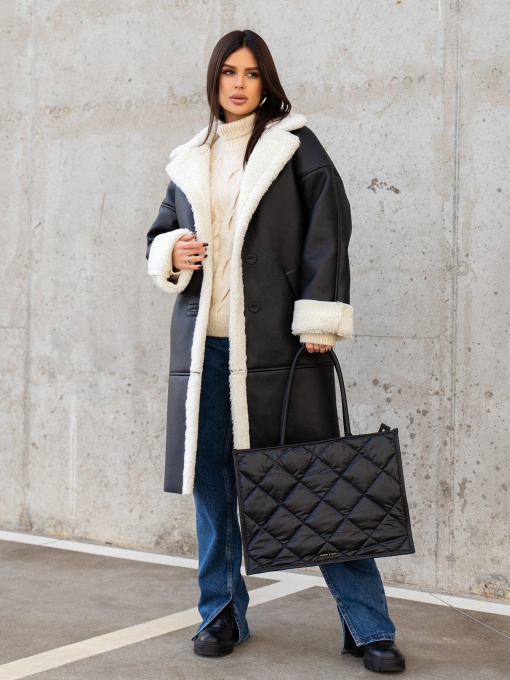 Дубленка ISSA Plus модель 13610_black Фото