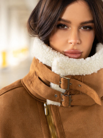 Дубленка ISSA Plus модель 13612_brown Фото