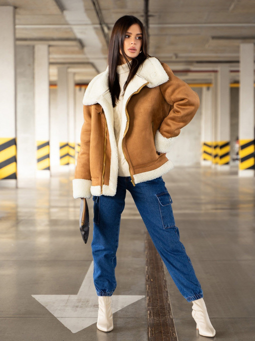 Дубленка ISSA Plus модель 13612_brown Фото