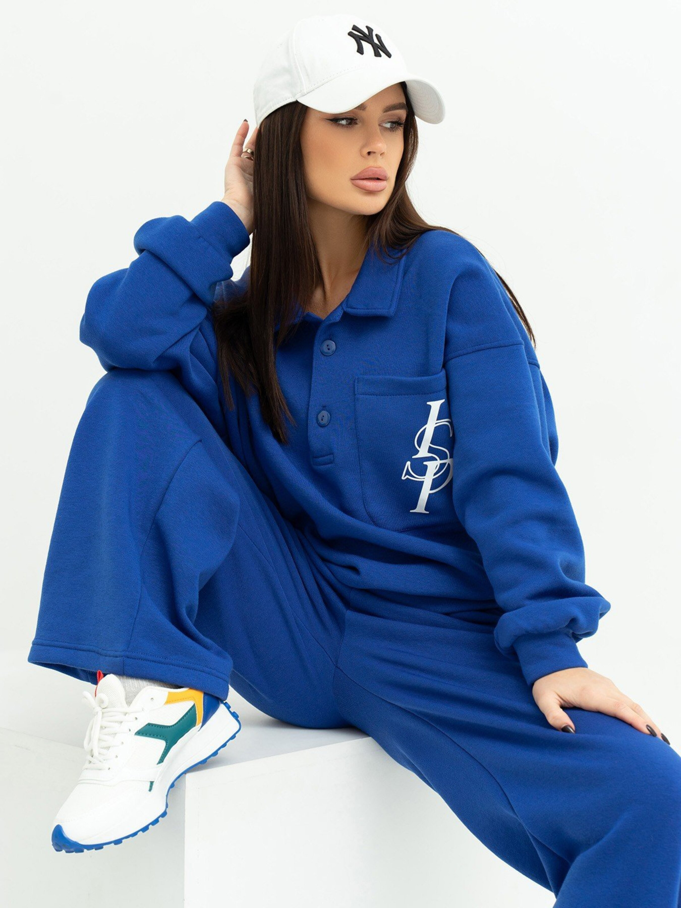 Повседневный костюм ISSA Plus модель 13618_blue Фото