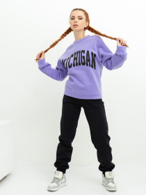 Спортивный костюм ISSA Plus модель SA-430_blacklilac Спортивный костюм ISSA Plus модель SA-430_blacklilac Фото