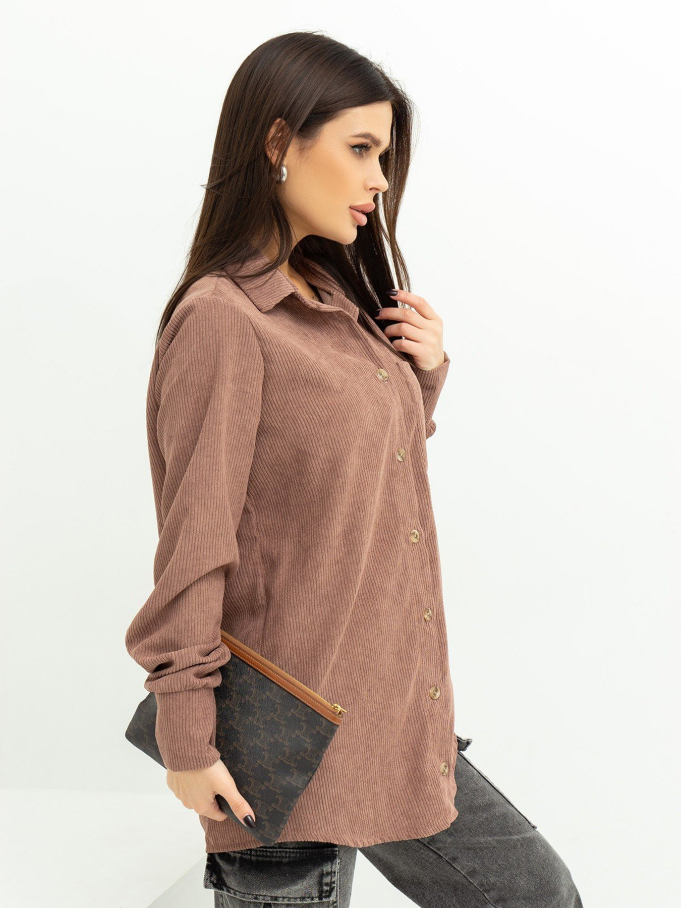 Сорочка ISSA Plus модель SA-433_brown Фото