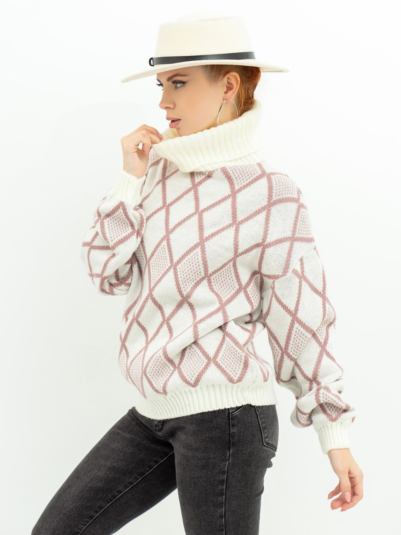 Светр ISSA Plus модель WN20-365_pinkwhite Фото