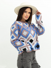 Светр ISSA Plus модель WN20-366_beigeblue Фото