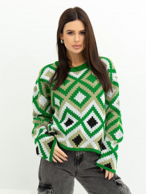 Свитер ISSA Plus модель WN20-366_greenbeige Свитер ISSA Plus модель WN20-366_greenbeige Фото