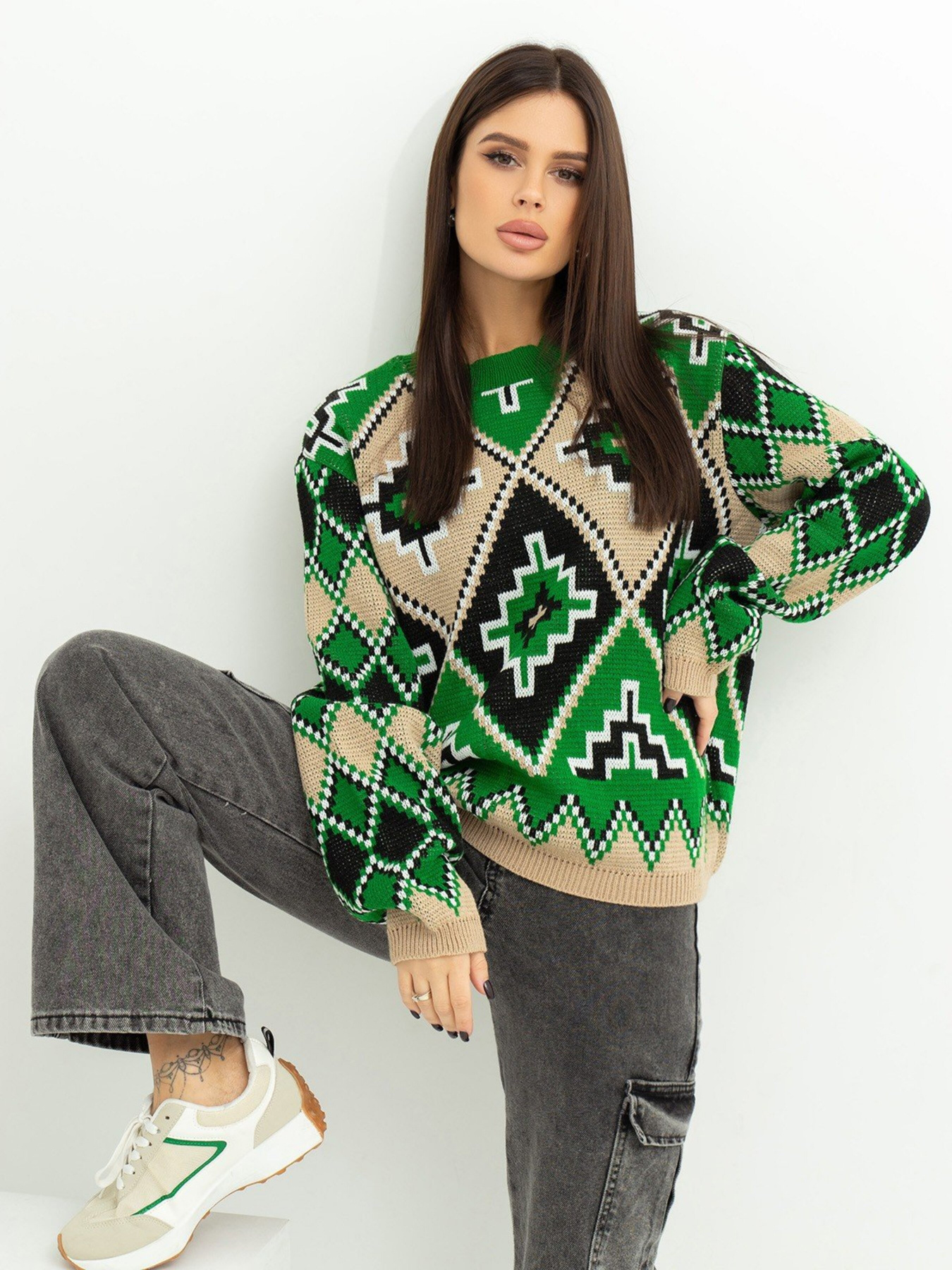 Светр ISSA Plus модель WN20-367_green Светр ISSA Plus модель WN20-367_green Фото