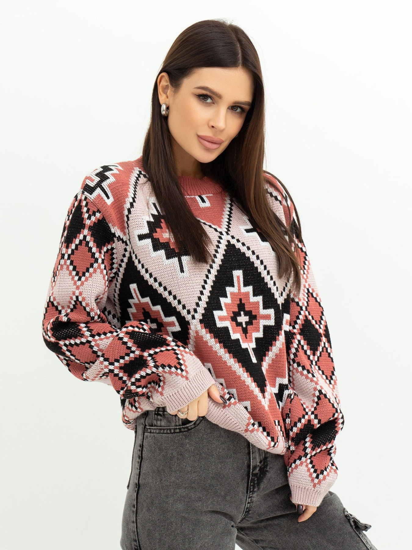 Свитер ISSA Plus модель WN20-367_terracotta Фото