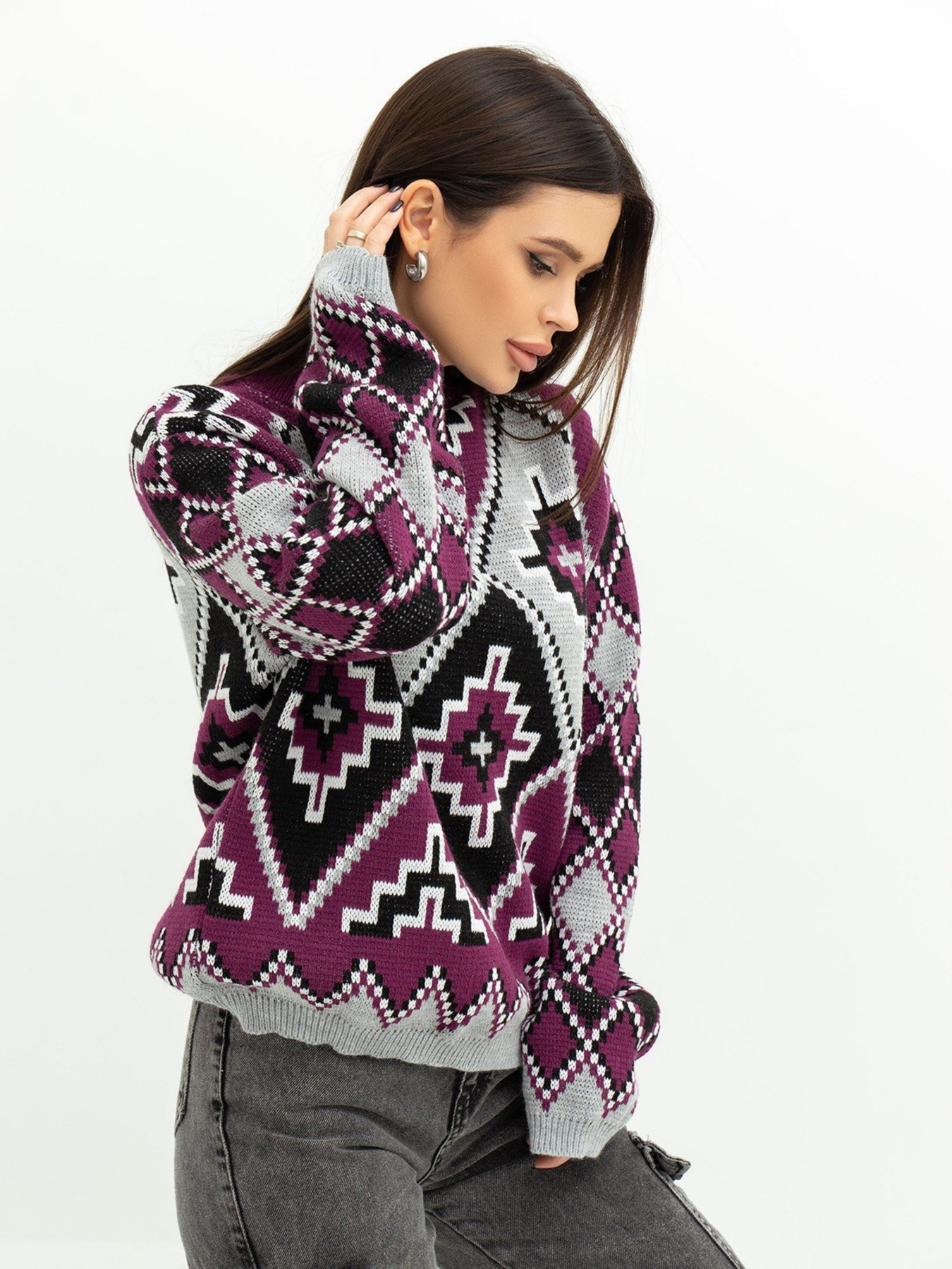 Светр ISSA Plus модель WN20-367_purple Светр ISSA Plus модель WN20-367_purple Фото