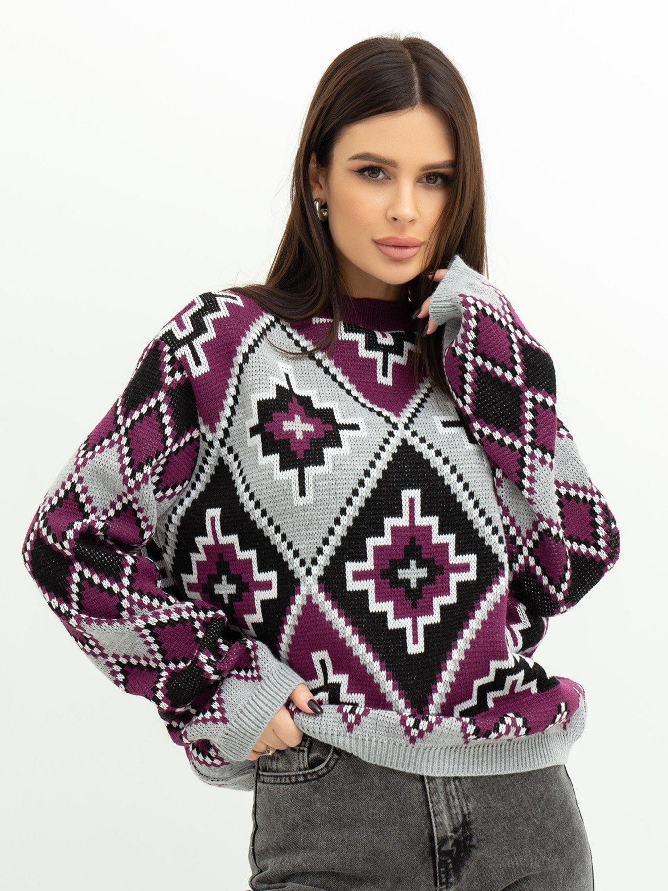 Светр ISSA Plus модель WN20-367_purple Светр ISSA Plus модель WN20-367_purple Фото