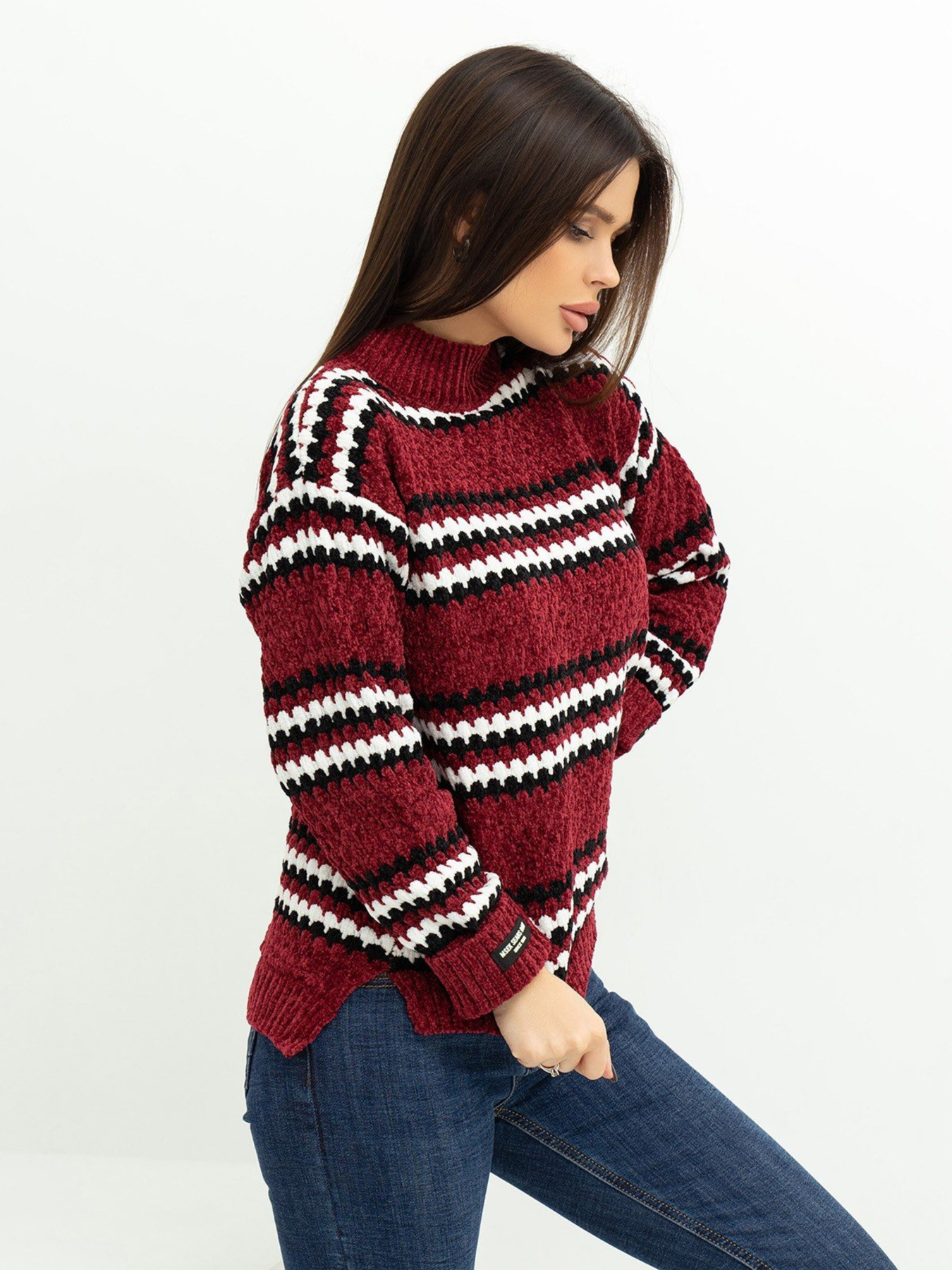 Свитер ISSA Plus модель WN20-368_burgundy Фото