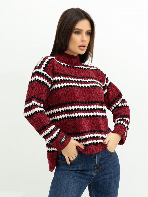 Свитер ISSA Plus модель WN20-368_burgundy Фото