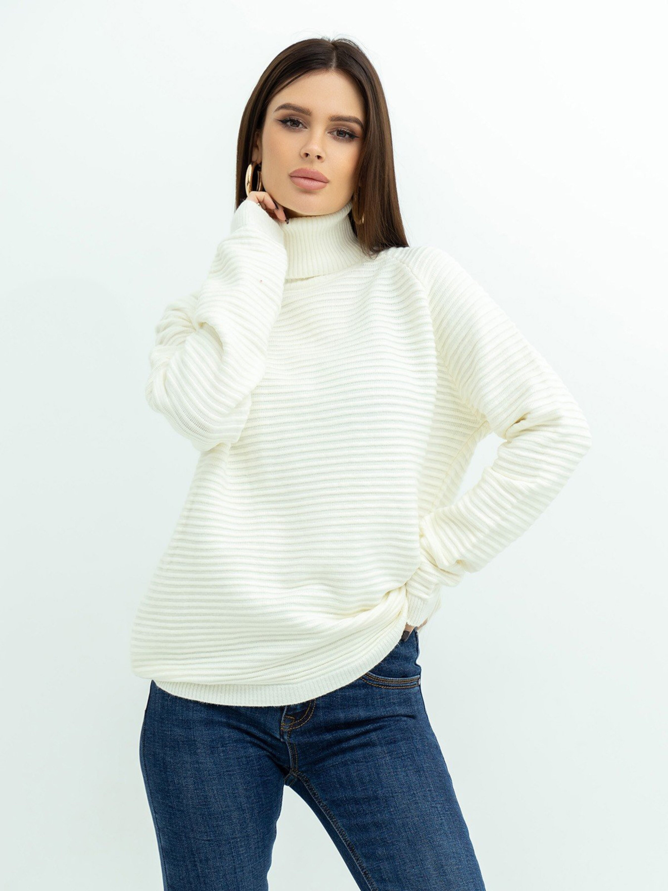 Свитер ISSA Plus модель WN20-369_milky Фото