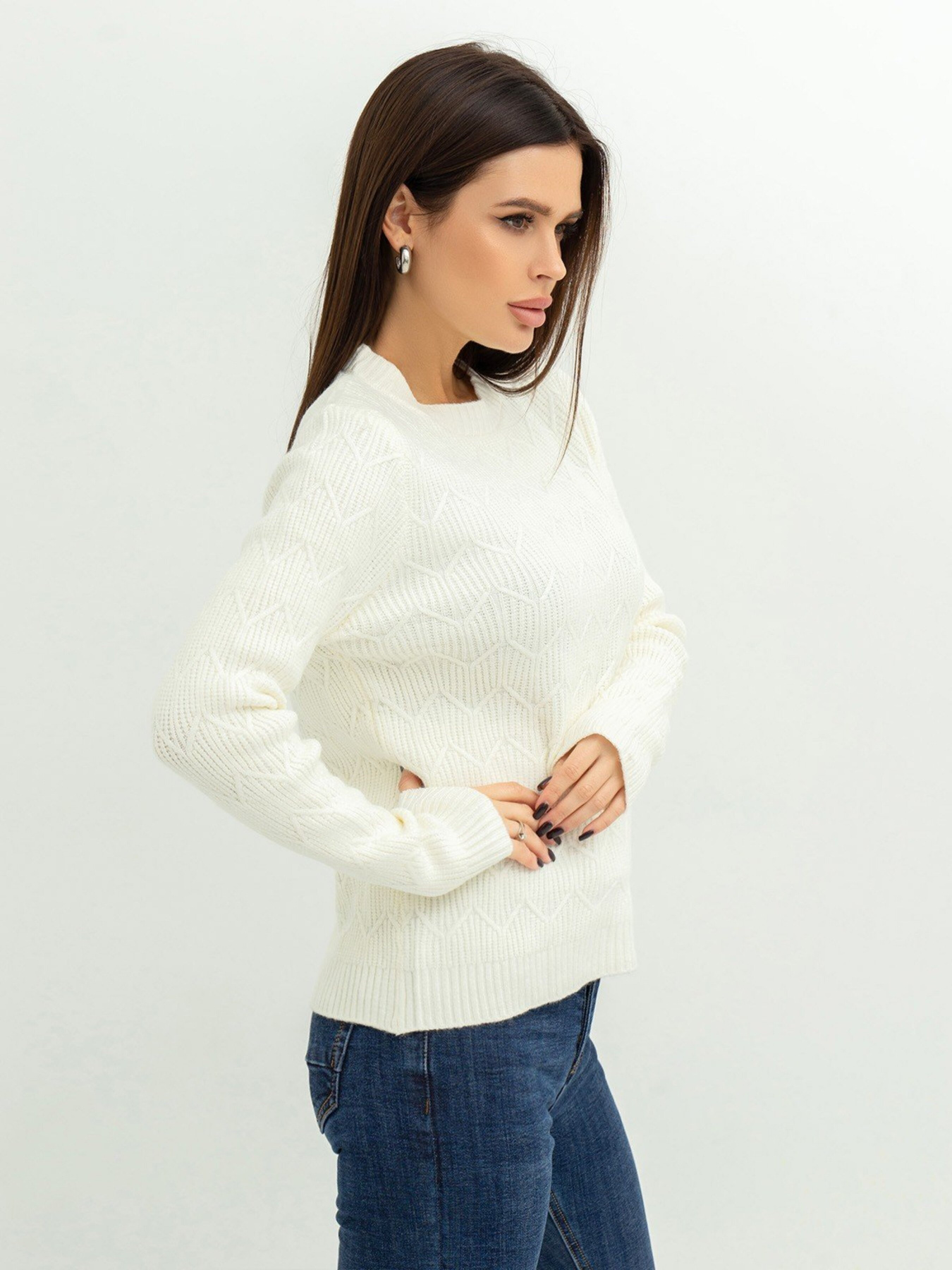 Свитер ISSA Plus модель WN20-371_milky Свитер ISSA Plus модель WN20-371_milky Фото