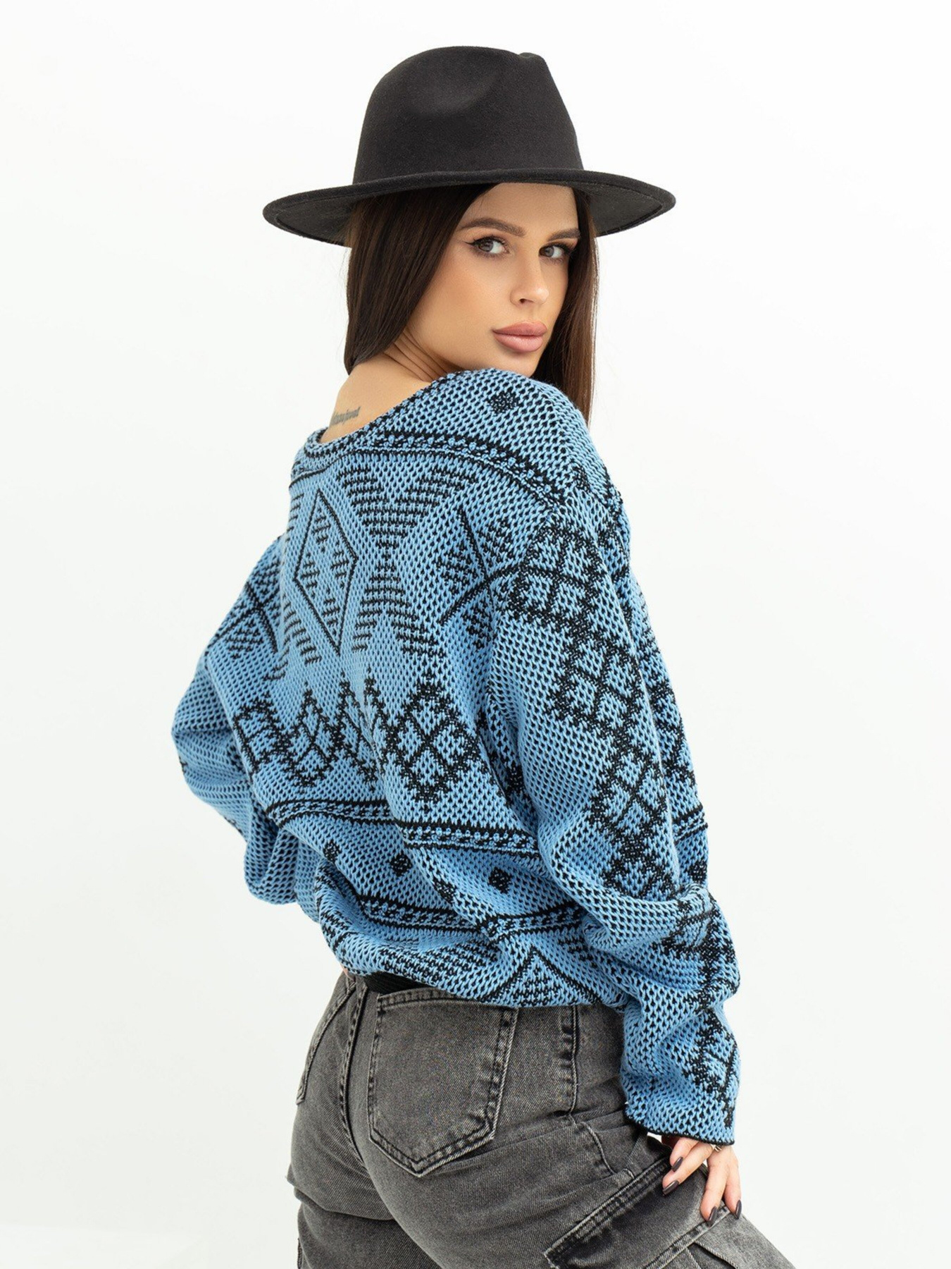 Свитер ISSA Plus модель WN20-372_blue Фото