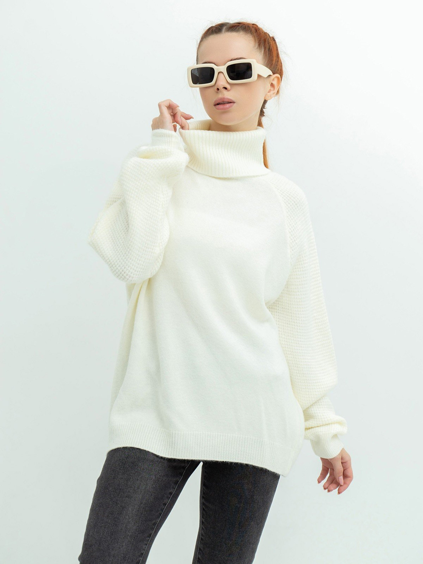 Свитер ISSA Plus модель WN20-374_milky Фото