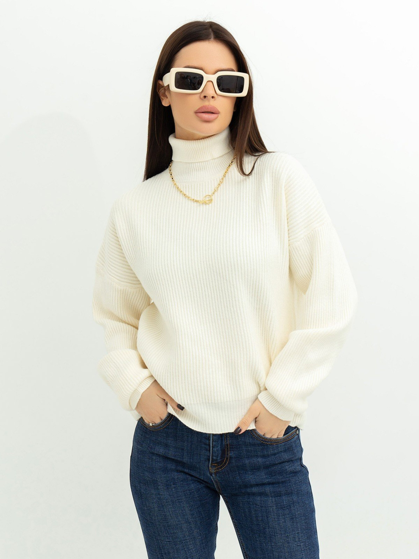 Свитер ISSA Plus модель WN20-375_milky Фото