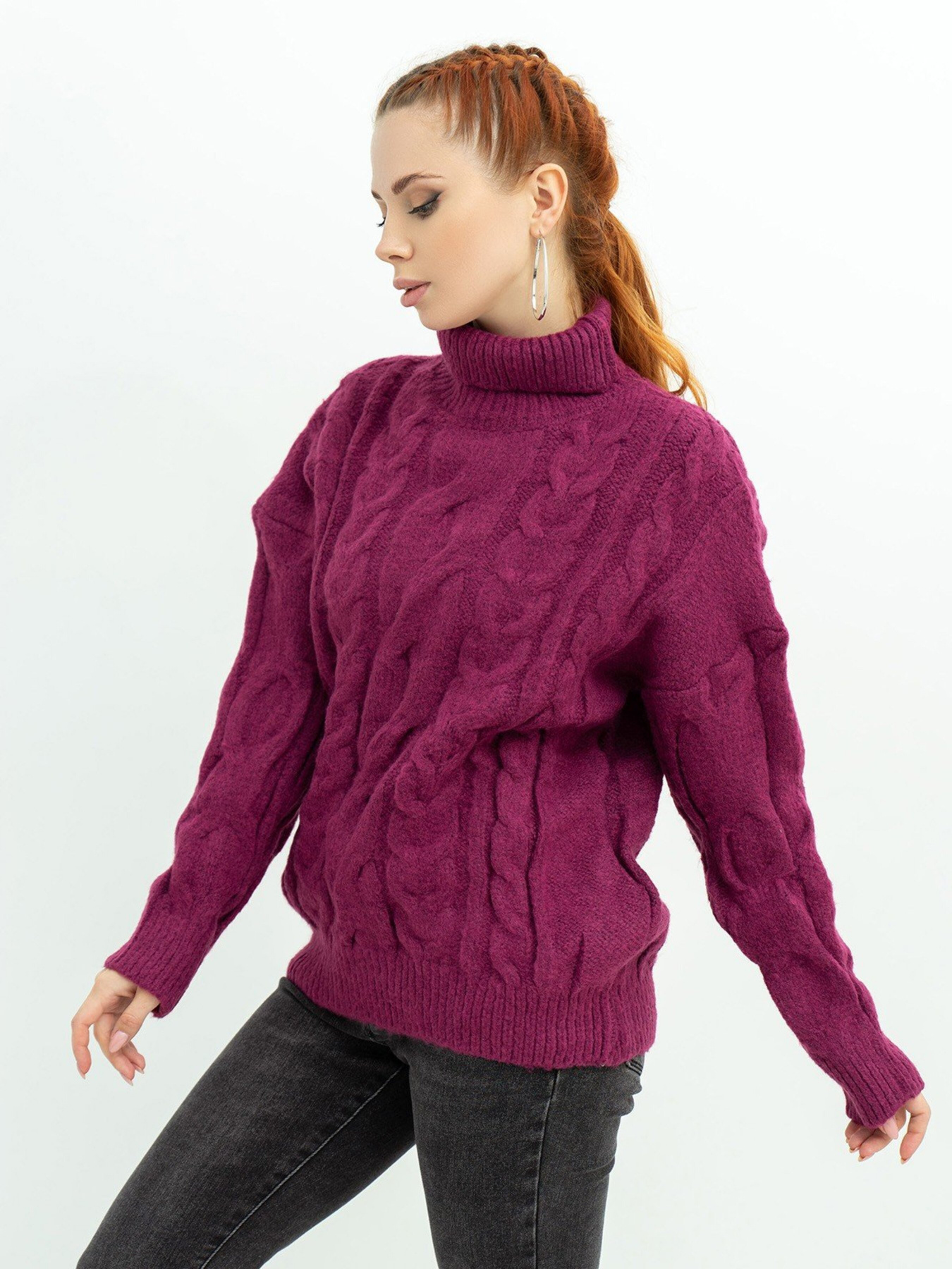 Светр ISSA Plus модель WN20-378_burgundy Светр ISSA Plus модель WN20-378_burgundy Фото