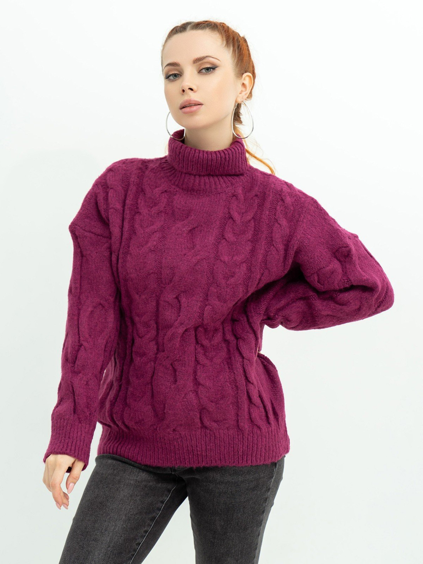 Светр ISSA Plus модель WN20-378_burgundy Светр ISSA Plus модель WN20-378_burgundy Фото