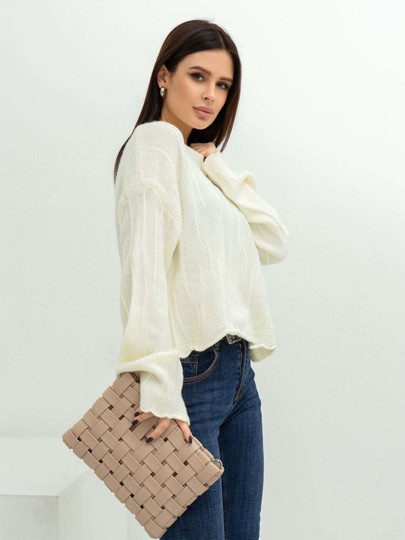 Светр ISSA Plus модель WN20-381_milky Фото