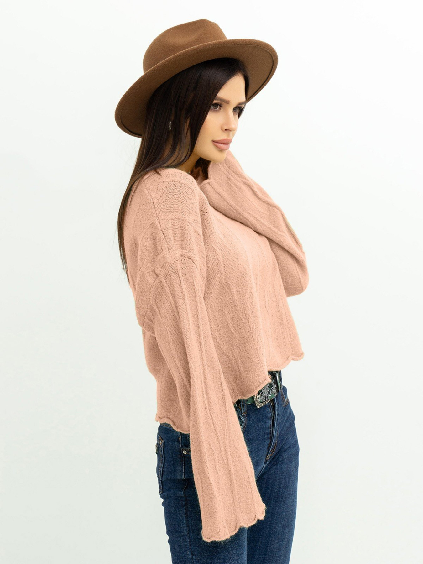 Свитер ISSA Plus модель WN20-381_peach Фото