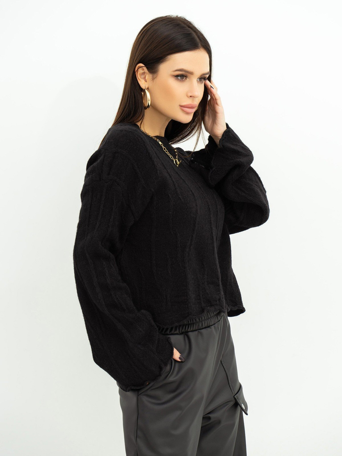 Свитер ISSA Plus модель WN20-381_black Фото