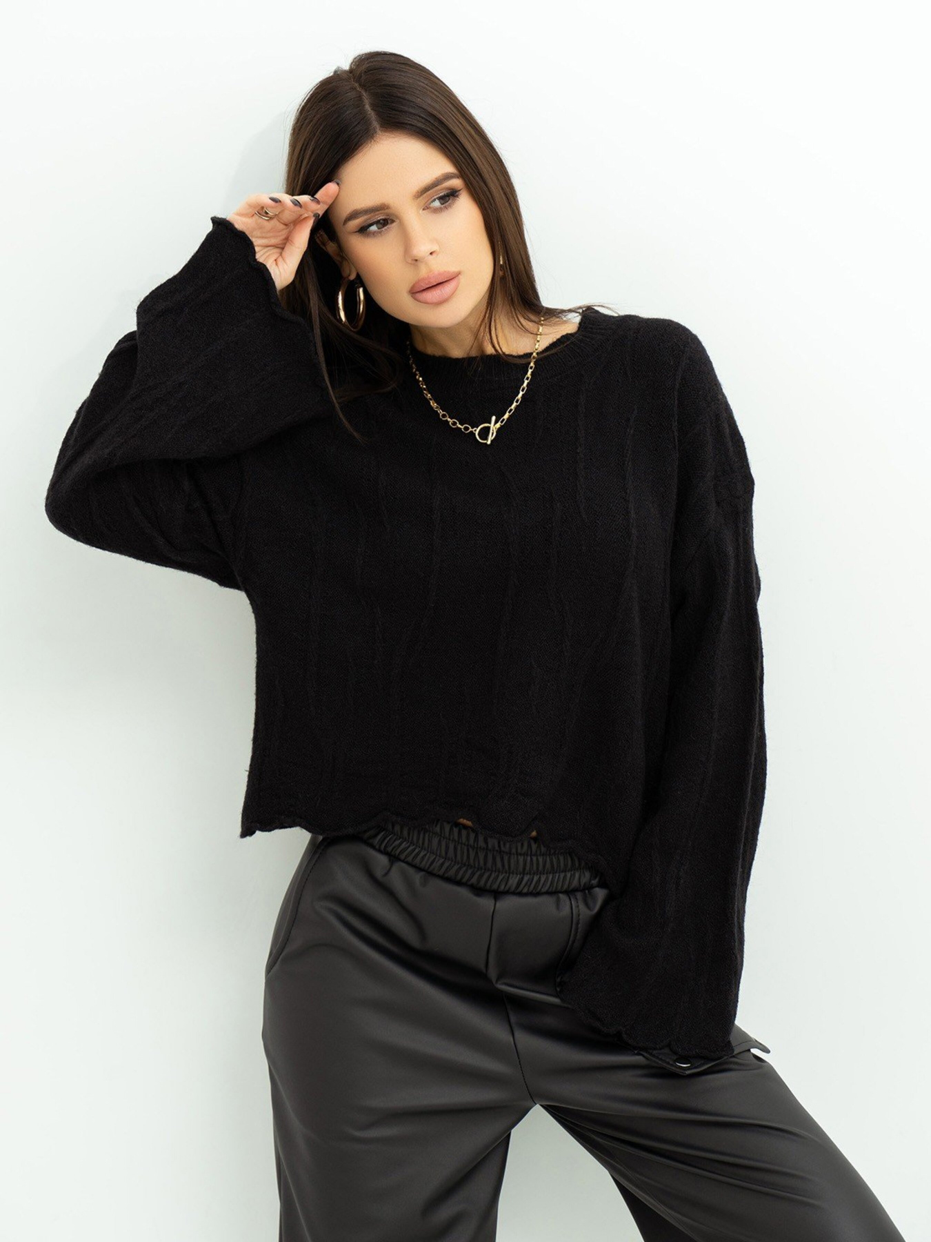 Свитер ISSA Plus модель WN20-381_black Фото