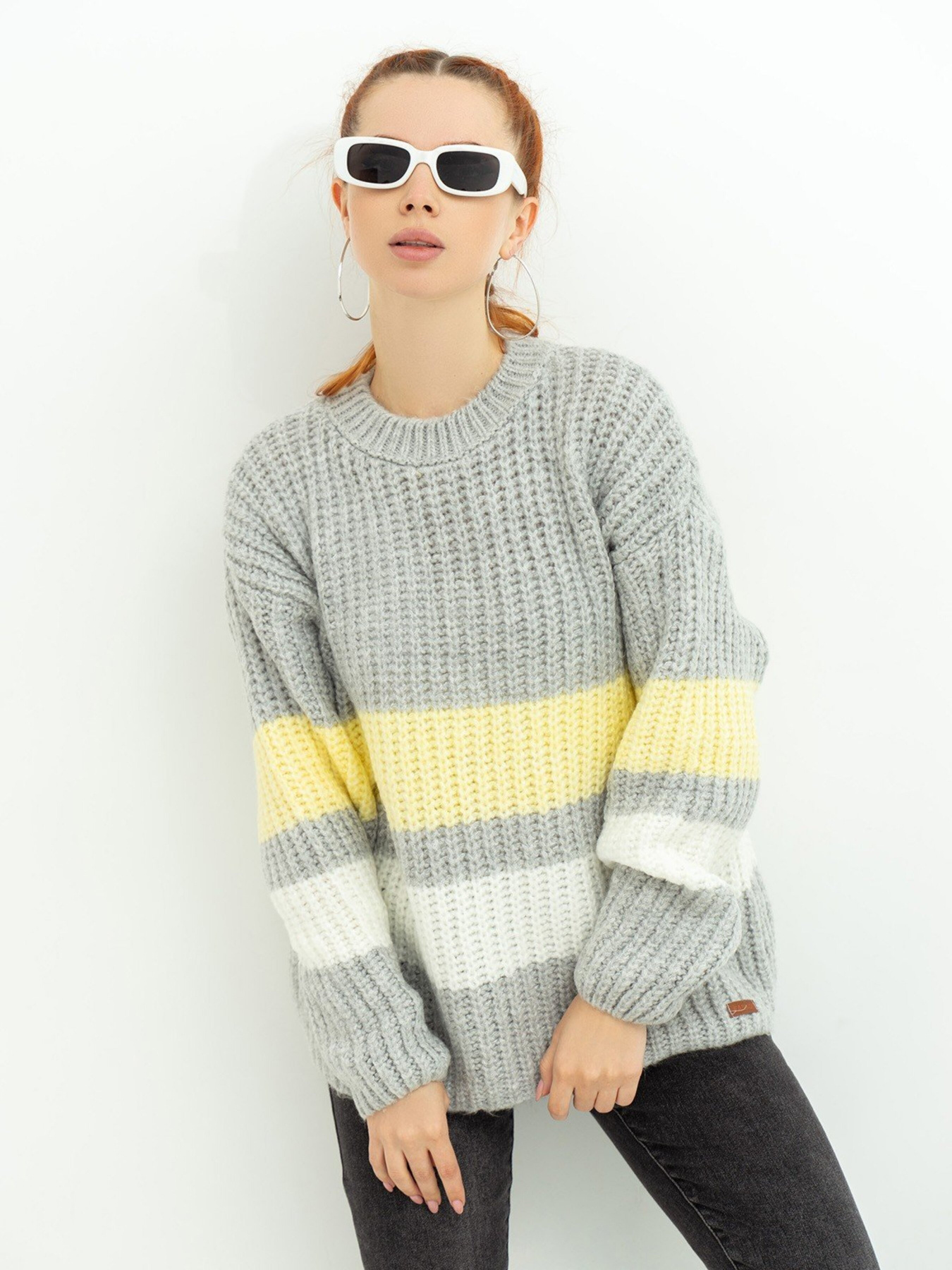 Свитер ISSA Plus модель WN20-383_grey Свитер ISSA Plus модель WN20-383_grey Фото