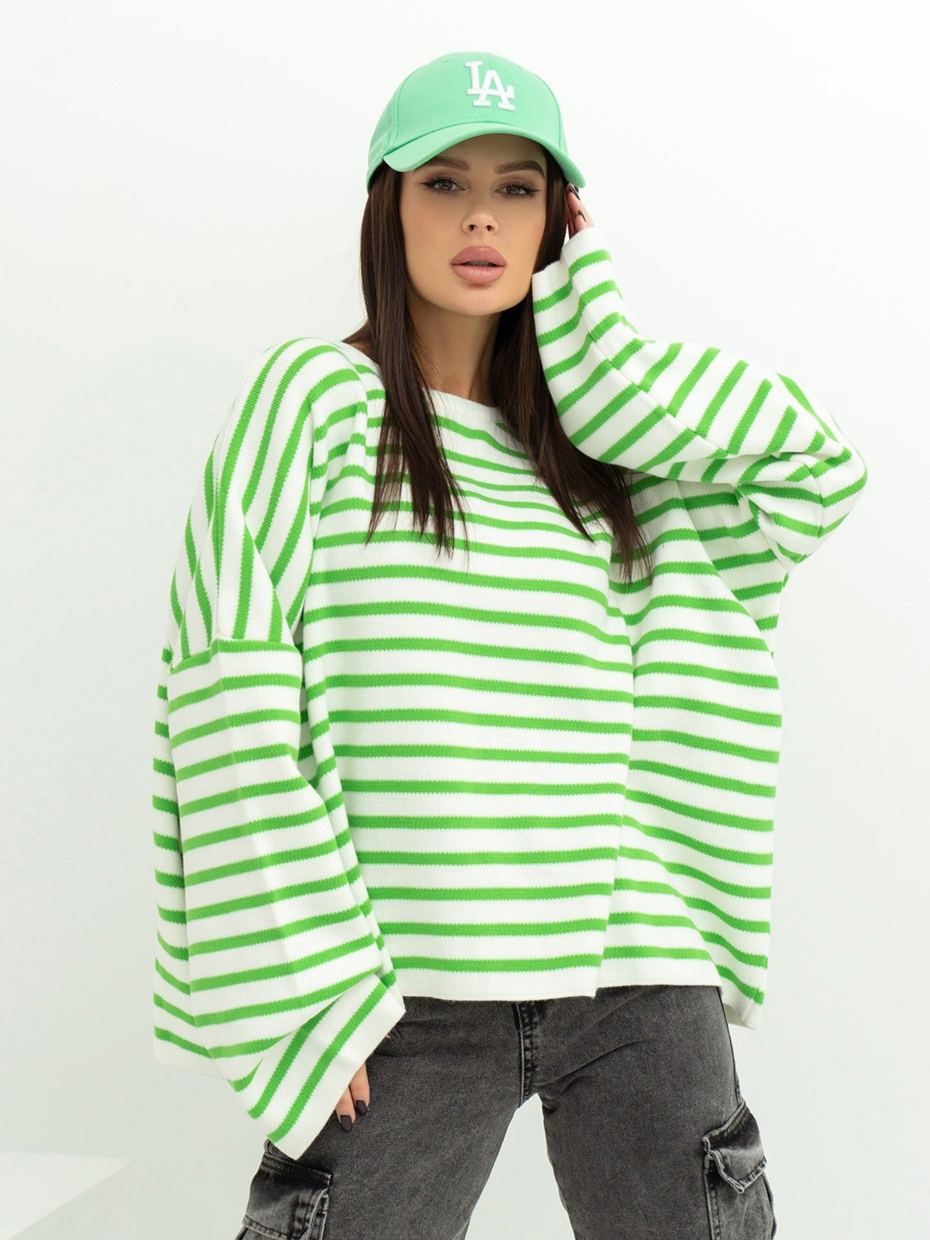 Свитер ISSA Plus модель WN20-385_whitegreen Фото