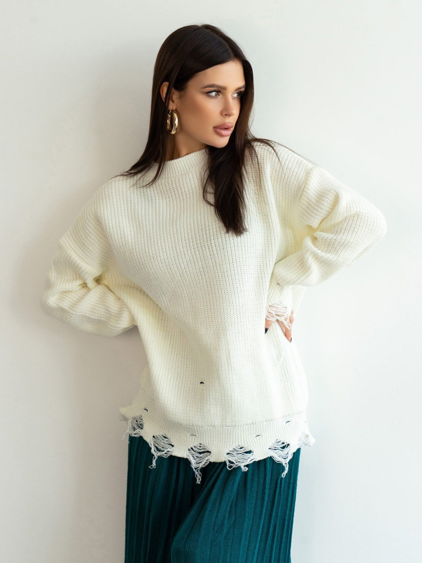 Светр ISSA Plus модель WN20-387_white Фото