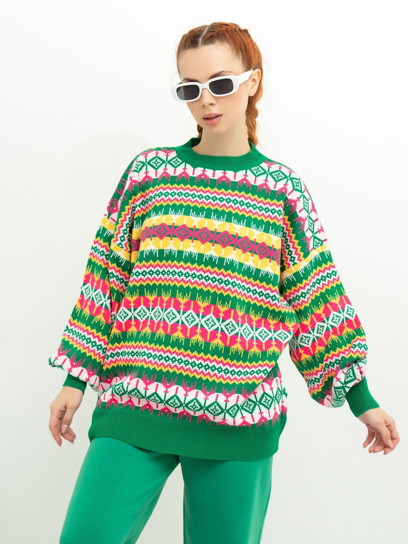 Свитер ISSA Plus модель WN20-389_green Фото