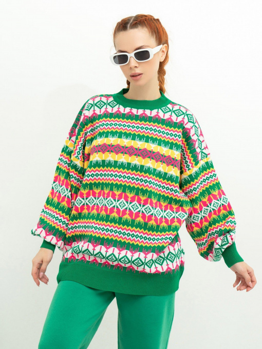 Свитер ISSA Plus модель WN20-389_green Фото