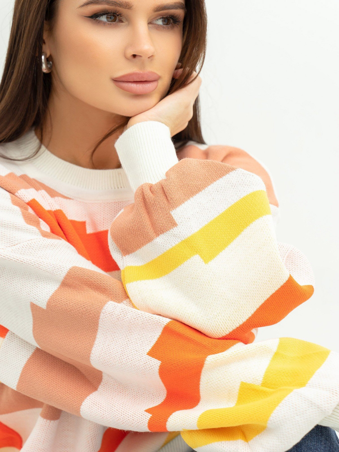 Свитер ISSA Plus модель WN20-390_whiteyellow Фото