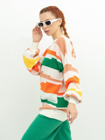 Свитер ISSA Plus модель WN20-390_whitegreen Фото