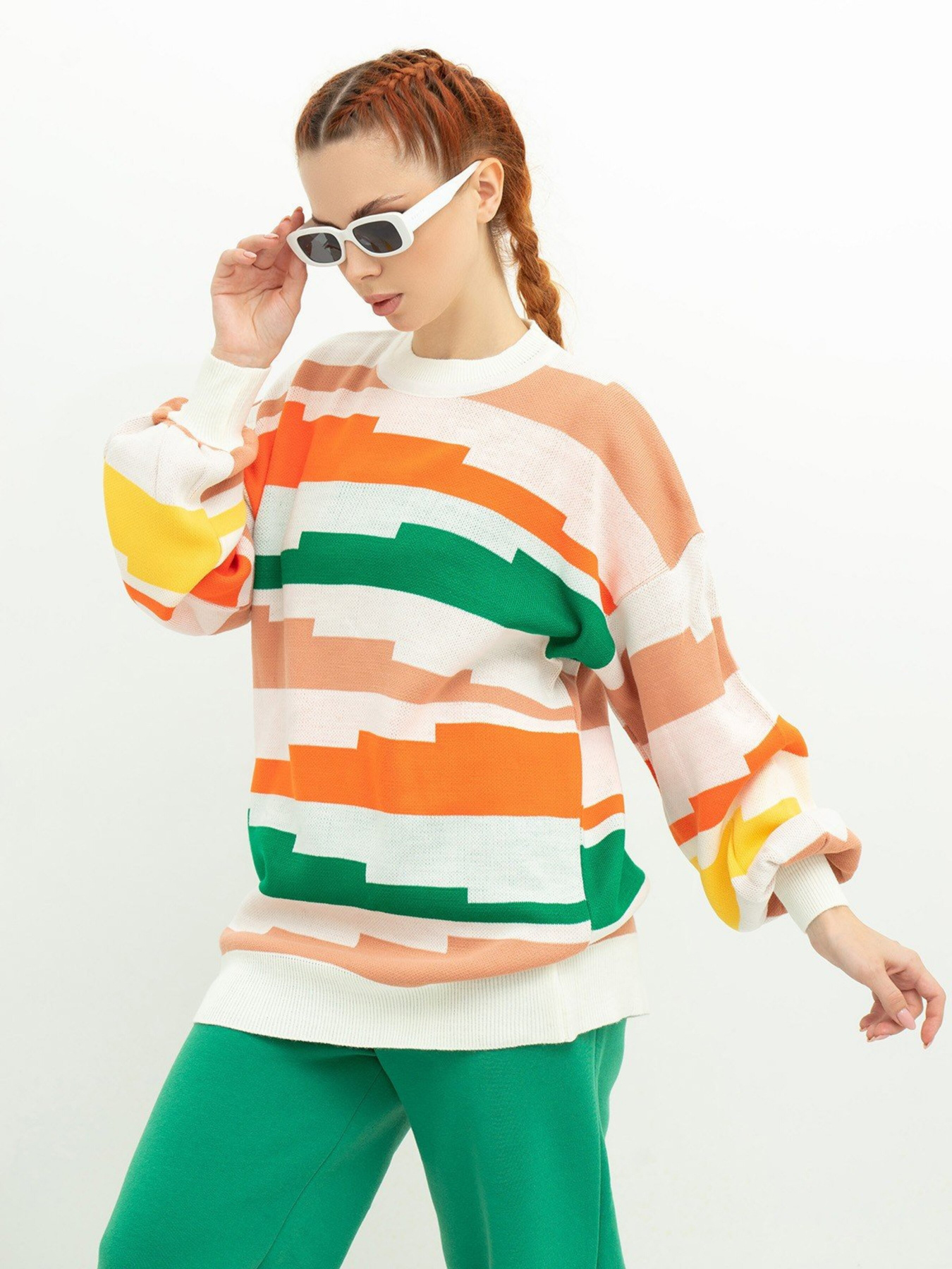 Светр ISSA Plus модель WN20-390_whitegreen Светр ISSA Plus модель WN20-390_whitegreen Фото