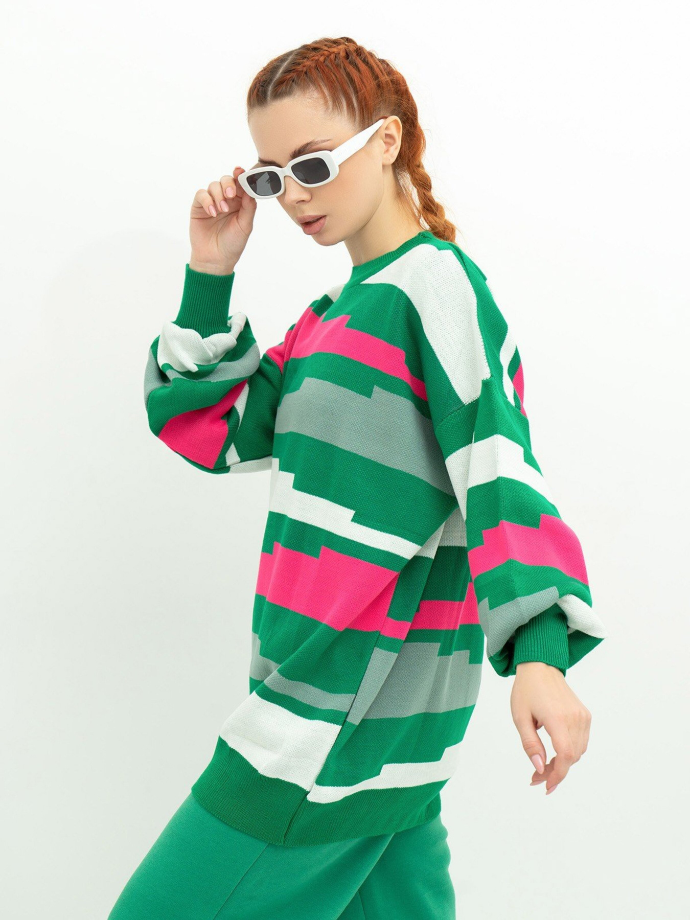 Свитер ISSA Plus модель WN20-390_green Свитер ISSA Plus модель WN20-390_green Фото