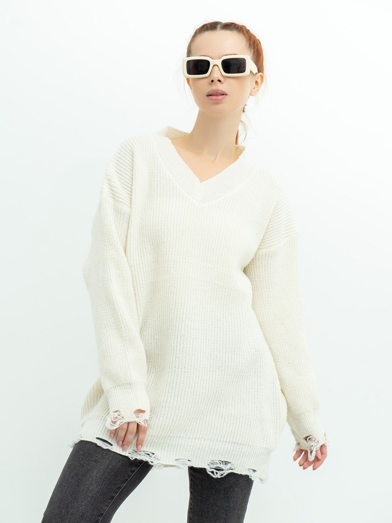 Свитер ISSA Plus модель WN20-393_milky Фото