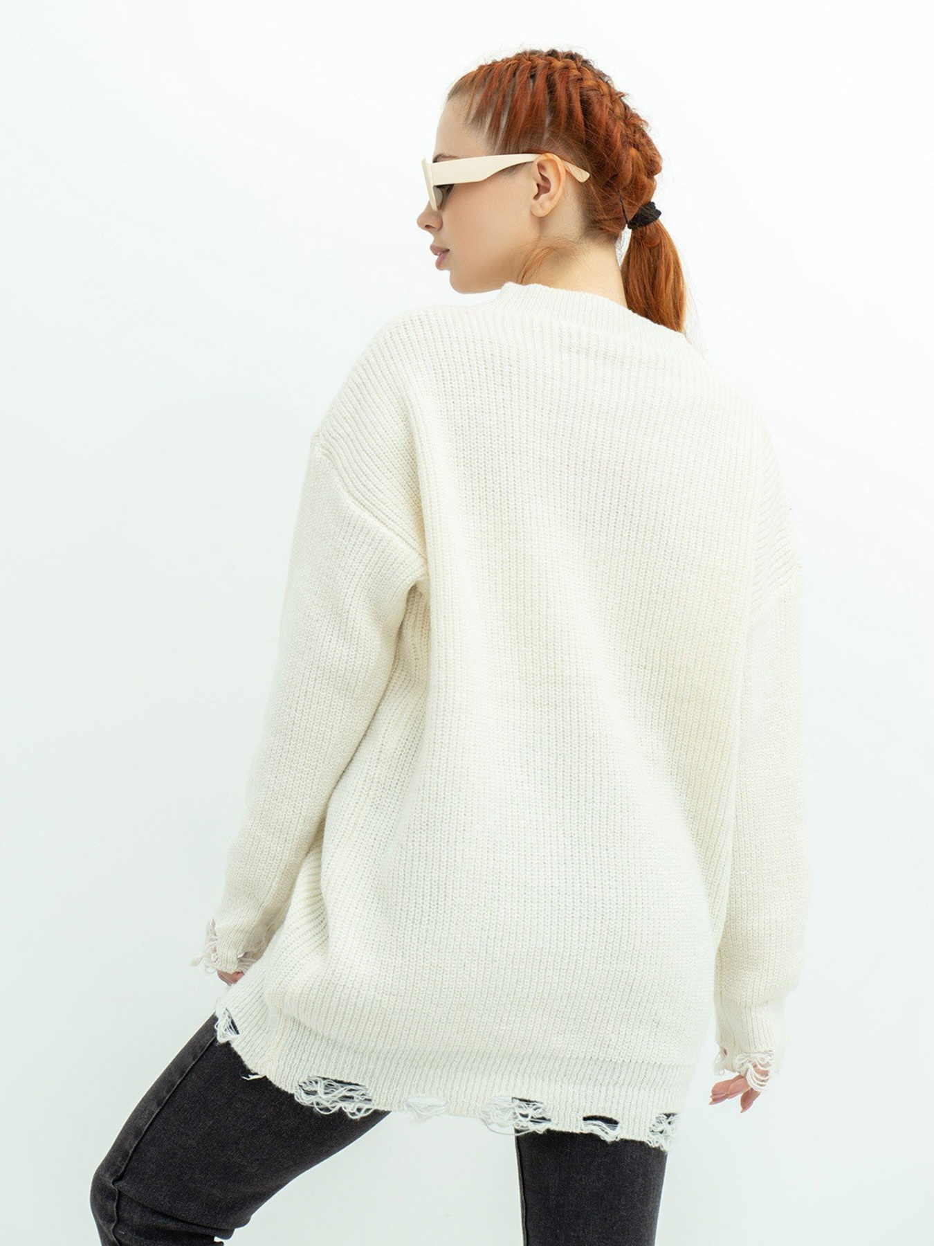 Свитер ISSA Plus модель WN20-393_milky Фото